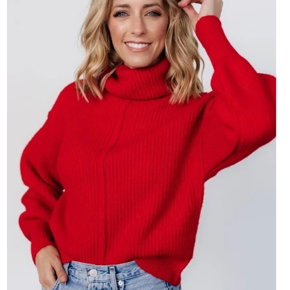 Baltic Born Sweater size XL Red Frannie Turtleneck Knit